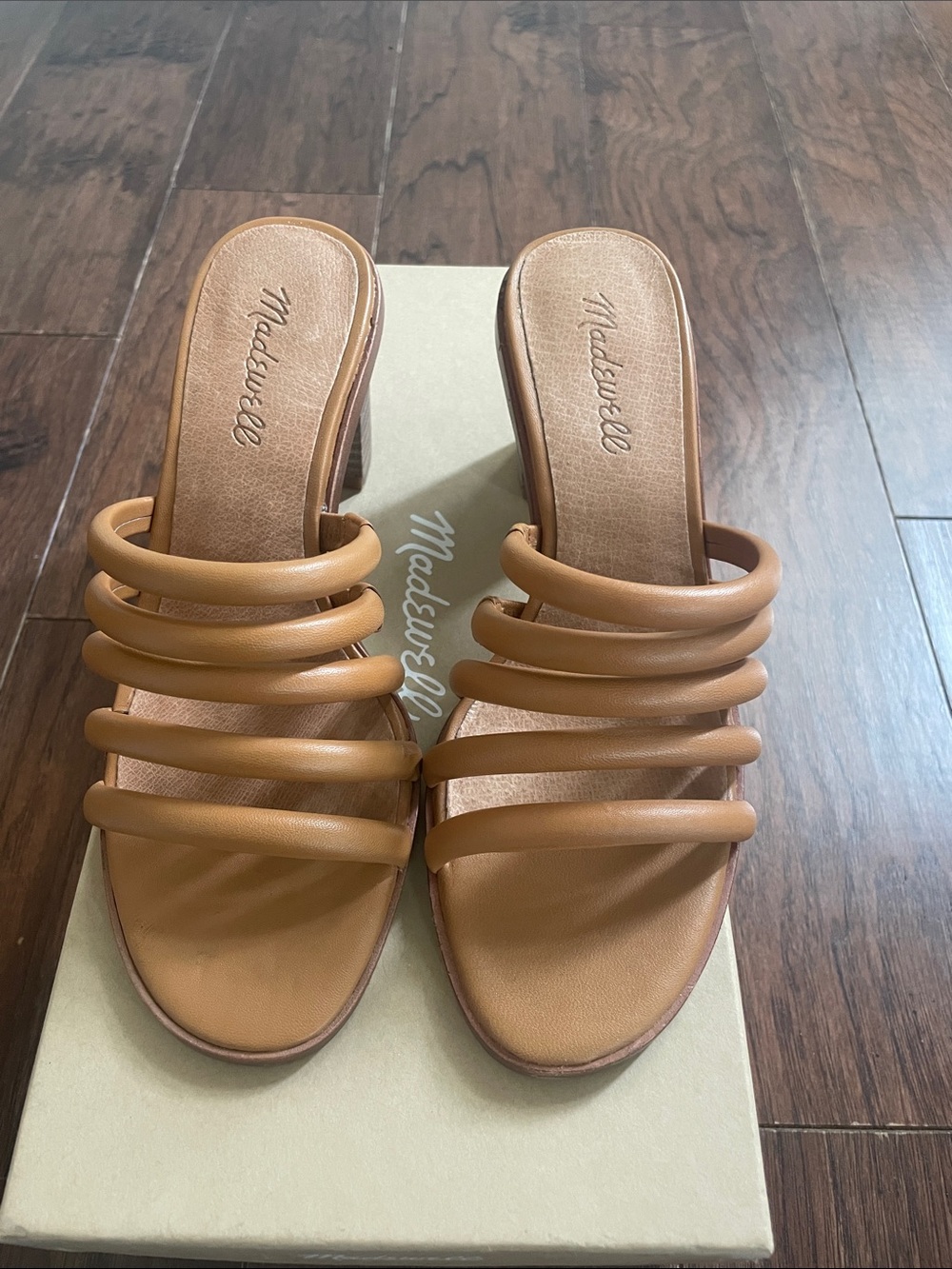 Madewell Tan Multi-Strap Slide Heels